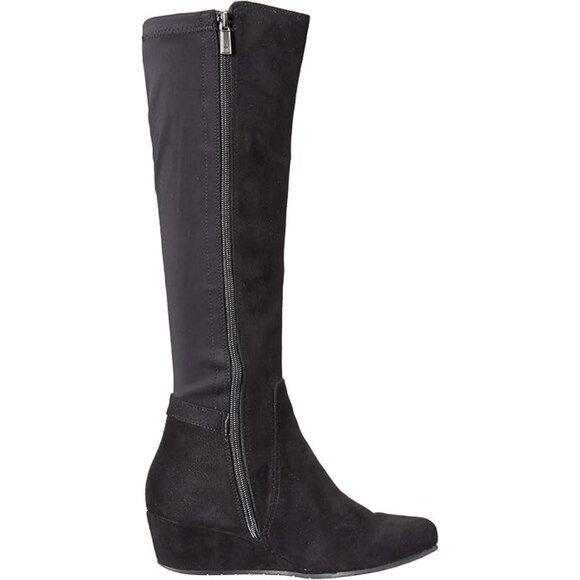 Kenneth Cole Reaction Women Tip Dress Wedge Heel Boot Round Toe Mid-Calf Black 5 - Picture 5 of 8